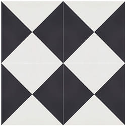 4 Carreaux de ciment véritable 0,16m2 / Carreaux de ciment artisanaux coloris noir/blanc pour sol et mur - l.20 x L.20cm Pegane