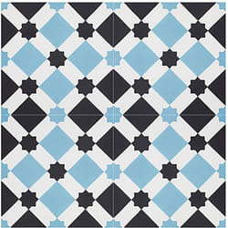 4 Carreaux de ciment hydraulique 0,16m2 / Carreaux de ciment artisanaux pour sol et mur coloris bleu - l.20 x L.20 cm Pegane