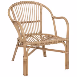 Fauteuil en rotin et polyester coloris naturel. Assise confortable et épais. A monter soi-même. Dimensions: Longueur 60 x Pro ...
