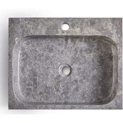 Pegane - Vasque à poser / lavabo en marbre coloris gris - Longueur 52 x Hauteur 13 x Profondeur 42 cm