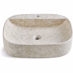 Vasque à poser en marbre coloris beige finitions mate et forme ovale. Vasque à poser sur meuble ou plan de travail. Cette vas ...