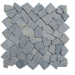 Carrelage de mosaïque/Plaque mosaïque mur et sol en marbre naturel coloris gris - 30 x 30 cm Pegane