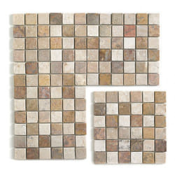 Carrelage de mosaïque (Boite de 1m²) / Plaque mosaïque mur et sol en marbre naturel multicolore - 30 x 30 cm - PEGANE -