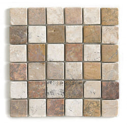 Carrelage de mosaïque/Plaque mosaïque mur et sol en marbre naturel multicolore - 30 x 30 cm - PEGANE -