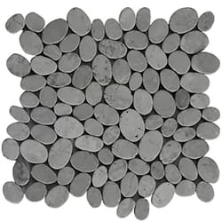 Carrelage de mosaïque/Plaque mosaïque mur et sol en marbre naturel coloris gris mat - 33 x 33 cm Pegane