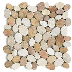 Carrelage de mosaïque/Plaque mosaïque mur et sol en marbre naturel coloris blanc et beige rosé - 33 x 33 cm Pegane