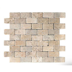Carrelage de mosaïque/Plaque mosaïque mur et sol en marbre naturel coloris beige mat - 30 x 30 cm Pegane
