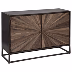 Buffet équipé de 2 portes en bois / fer coloris noir. A monter soi-même. Matière robuste et facile à nettoyer. Dimensions: Lo ...
