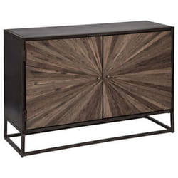 Buffet avec 2 portes en bois / fer coloris noir - Longueur 120 x Profondeur 40 x Hauteur 80 cm