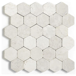 Carrelage mosaïque / Plaque de mosaïque mur et sol en marbre naturel coloris blanc - 33 x 33 cm Pegane