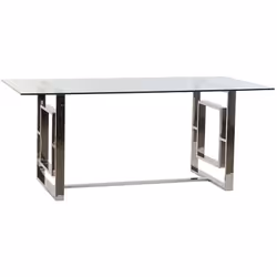 Table à manger / table de salle à manger rectangulaire en acier et verre Dimensions : Longueur 180 x Hauteur 75 x Profondeur  ...