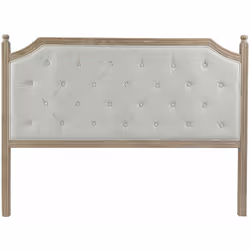 Tête de lit capitonnée en bois d'hévéa et lin coloris gris clair / naturel. Pratique et moderne. Dimensions : Longueur 160 x ...