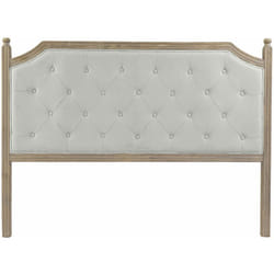 Tête de lit capitonnée en bois d'hévéa et lin coloris gris clair / naturel - Longueur 160 x profondeur 10 x hauteur 120 cm Pegane
