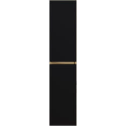 Colonne de salle de bain en mélamine coloris noir mat / chêne - Longueur 30 x profondeur 27 x Hauteur 140 cm -PEGANE-