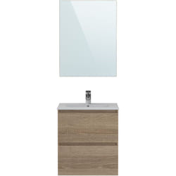 Meuble de salle de bain en mélamine coloris chêne - Longueur 60 x profondeur 45 x Hauteur 85 cm Pegane