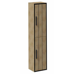 Pegane - Colonne de salle de bain en mélamine coloris chêne - Longueur 30 x profondeur 25 x Hauteur 140 cm