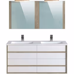 Ce meuble de salle de bain est composé d'un double vasque en acrylique, 4 grands tiroirs ( soft close) de rangement avec des  ...