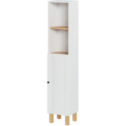 Pegane - Colonne de salle de bain en mélamine coloris blanc mat - Longueur 30 x profondeur 27 x Hauteur 140 cm