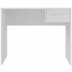 Bureau fabriqué en panneaux de mélamine avec finition blanche, avec un style minimaliste. Equipé d'un seul tiroir. Design élé ...