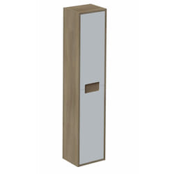 Pegane - Colonne de salle de bain en mélamine coloris chêne mat / blanc - Longueur 30 x profondeur 25 x Hauteur 140 cm