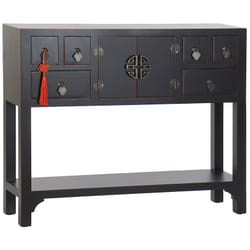 Console Table console en bois de sapin et mdf coloris noir - Longueur 95 x Profondeur 25 x Hauteur 79 cm Pegane
