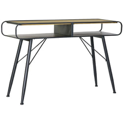 Console Meuble console en bois de sapin coloris marron clair et métal noir - Longueur 120 x Profondeur 38 x Hauteur 78 cm Pegane