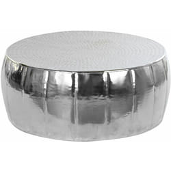 Table basse en métal coloris argenté - diamètre 83 x hauteur 33 cm Pegane