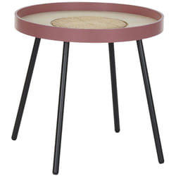 Pegane - Table basse ronde en mdf et osier - diamètre 45 x hauteur 44 cm