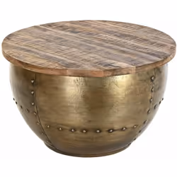 Table basse ronde en bois de manguier et métal coloris marron / doré. Dimensions : diamètre 68 x hauteur 44 cm Matière : bois ...