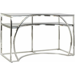 Console / Table console en acier et verre coloris argenté - Longueur 120 x Profondeur 50 x Hauteur 75 cm Pegane