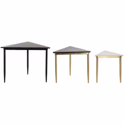 Set de 3 tables gigognes en marbre et métal. Design moderne et élégant. Dimensions : longueur 68 x profondeur 46 x hauteur 53 ...
