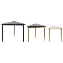 Pegane - Set de 3 tables gigognes en marbre et métal