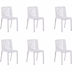 Lot de 6 chaises de table-salle à manger - cuisine en résine coloris blanc adaptées aussi bien pour l'extérieur que pour l'in ...