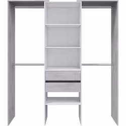 Armoire-dressing composée de 4 étagères, 2 tiroirs avec rails coulissants métalliques et 4 barres de penderie en aluminium Fi ...