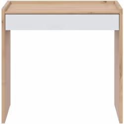 Bureau en mélaminé coloris blanc artik et chêne, avec 1 tiroir. Dimensions: Hauteur 81 x Longueur 77 cm x Profondeur 40 cm Di ...