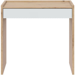 Pegane - Bureau en mélaminé coloris blanc artik et chêne - Hauteur 81 x Longueur 77 cm x Profondeur 40 cm