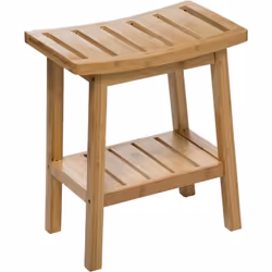 Tabouret avec petit rangement d'appoint en bambou. A monter soi-même. Facile à installer. Dimension produit: Longueur 39,5 x  ...