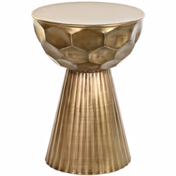 Table d'appoint ronde en métal coloris doré. Design moderne et simple. Dimensions : diamètre 39 x hauteur 54 cm Matière : mét ...