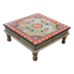 Table d'appoint en bois de manguier et MDF multicolore. Pratique et élégante. Dimensions : longueur 40 x profondeur 40 x haut ...