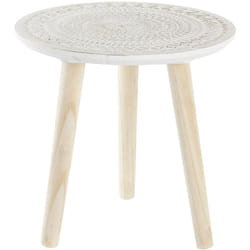 Table d'appoint ronde en mdf coloris blanc - diamètre 30 x hauteur 31 cm Pegane