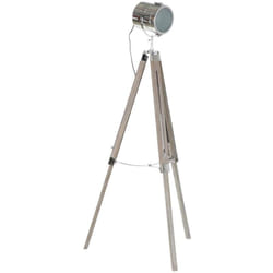Lampadaire en bois et métal coloris marron clair / argenté - diamètre 66 x hauteur 142 cm Pegane