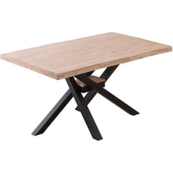 Table à manger rectangulaire en bois coloris chêne nordique pieds noir - Longueur 150 x profondeur 90 x hauteur 76 cm Pegane