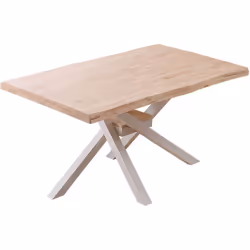 Table à manger rectangulaire en bois avec plateau en bois coloris chêne nordique. Pieds métalliques coloris blanc. Dimensions ...