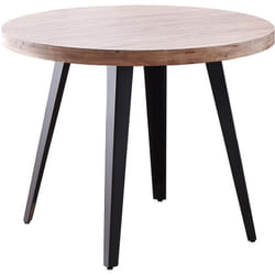 Table à manger ronde en bois coloris chêne miel pieds noir - diamètre 100 x hauteur 76 cm Pegane