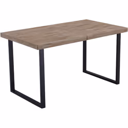 Table à manger extensible avec plateau en bois de chêne couleur miel de 54 mm. Pieds en métal noir. Dimensions : longueur 140 ...