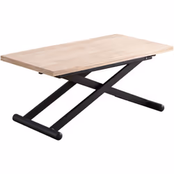 Table basse élévatrice transformable en table à manger avec plateau extensible en bois de chêne. Extensible jusqu'à 114 x 110 ...