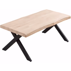 Table basse relevable avec plateau central avec forme en bois de chêne. Cadre en métal au fini mat. Butées de nivellement au  ...