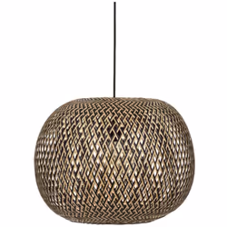 Suspension luminaire fabriquée en bambou et fer multicolore. Ampoule non incluse. Longueur câble : 80 cm. Dimensions : diamèt ...
