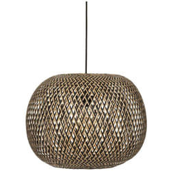 Pegane - Suspension luminaire en bambou et fer multicolore - diamètre 45 x hauteur 35 cm