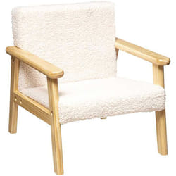 Pegane - Fauteuil enfant en bois coloris blanc / naturel - Longueur 43 x Profondeur 43 x Hauteur 46 cm
